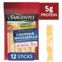 Sargento Cheddar-Mozzarella Natural Cheese Snacks, 0.75 oz, 12 count, 9 Ounce