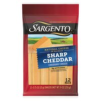 Sargento Sharp Natural Cheddar Cheese Snacks, 0.75 oz, 12 count, 9 Ounce