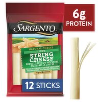 Sargento Natural Light String Cheese Snacks, 0.75 oz, 12 count, 9 Ounce