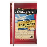 Sargento Creamery Sliced Baby Swiss Natural Cheese, 10 count, 6 oz, 6 Ounce