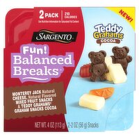 Sargento Fun! Balanced Breaks Teddy Grahams Cocoa Snacks, 2 oz, 2 count, 4 Ounce