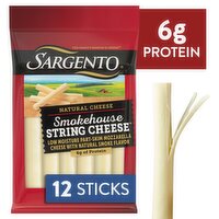 Sargento Smokehouse String Natural Cheese Snacks, 0.83 oz, 12 count