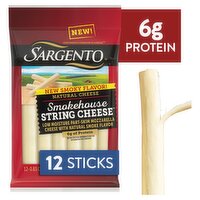 Sargento Smokehouse String Natural Cheese Snacks, 0.83 oz, 12 count