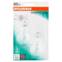 Sylvania 60W A15 Ceiling Fan Light Bulbs, 2 count, 2 Each