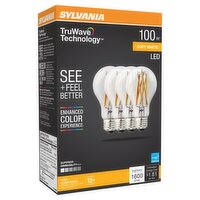 Sylvania TruWave Technology 100W Soft White LED A21 Clear Bulbs, 4 count