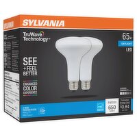 Sylvania TruWave Technology LED 65W Daylight BR30 Frosted Bulbs, 2 count