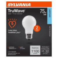 Sylvania TruWave Daylight 75W LED A19 Bulbs, 2 count