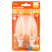 Sylvania Natural LED 40 Watts Soft White Opale B10 Clear Bulbs, 2 count