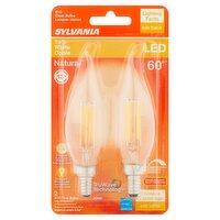 Sylvania Natural LED 60W Soft White B10 Clear Bulbs, 2 count