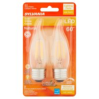 Sylvania Natural LED 60W Soft White B10 Clear Bulbs, 2 count