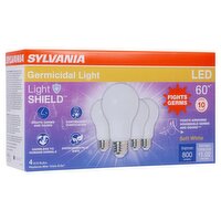 Sylvania LightShield LED 60W Germicidal Light A19 Soft White Bulbs, 4 count