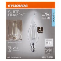 Sylvania White Filament Daylight 40W LED B10 Bulbs, 4 Count