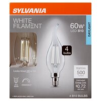 Sylvania White Filament Daylight 60W Led B10 Bulbs, 4 Count
