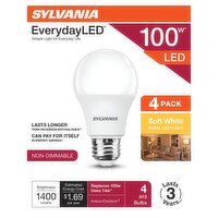 Sylvania EverydayLED LED 100W Soft White A19 Bulbs, 4 count, 4 Each