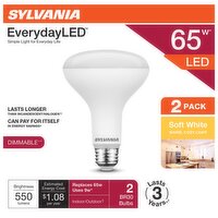 Sylvania EverydayLED 65W LED Soft White BR30 Bulbs, 2 count