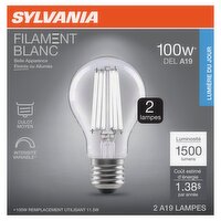 Sylvania White Filament Daylight 100W LED A19 Bulbs, 2 count