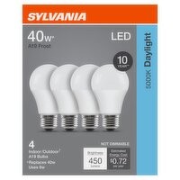 Sylvania Daylight LED 40W A19 Frost Bulbs, 4 count