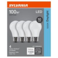 Sylvania Daylight LED 100W A19 Frost Bulbs, 4 count