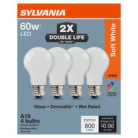 Sylvania Soft White LED 60W A19 Bulbs, 4 count