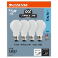 Sylvania Daylight 75W LED A19 Bulbs, 4 count