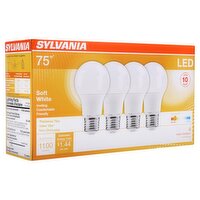 Sylvania LED 75W Soft White A19 Bulb, 4 count, 4 Each