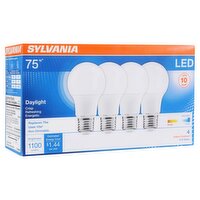 Sylvania LED 75W Daylight A19 Bulbs, 4 count, 4 Each