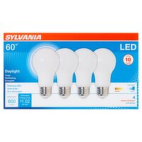 Sylvania 60 W Daylight LED A19 Bulbs, 4 count