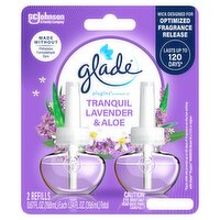 Glade PlugIns Scented Oil Refills 2 CT, Tranquil Lavender & Aloe, Plug In Air Freshener, 1.34 FL ounce