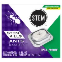 Stem Spill Proof Kills Ants Liquid Bait Stations, .25 fl oz, 4 count