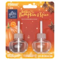 Glade PlugIns Golden Pumpkin & Spice Scented Oil Refills Limited Edition, 0.67 fl oz, 2 count