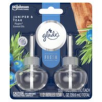 Glade Plugins Fresh Juniper & Teak Scented Oils Refills, 0.67 fl oz, 2 count