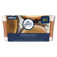 Glade Cashmere Woods Candles, 4.08 oz, 2 count, 8.16 Ounce