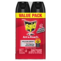 Raid Outdoor Fresh Scent Ant & Roach Killer 26 Spray Value Pack, 17.5 oz, 2 count