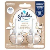 Glade PlugIns Scented Oil 2 Refills, Air Freshener, Sheer Vanilla Embrace, 1.34 FL OZ, 2 Pack