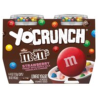 YoCrunch Strawberry with M&M's Milk Chocolate Candies Lowfat Yogurt, 4 oz, 4 count, 16 Ounce