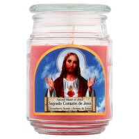 Strawberry Scented Sacred Heart of Jesus Candle, 18 oz