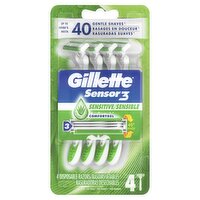 Gillette Sensor3 Sensitive Disposable Razors, 4 count, 4 Each