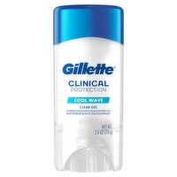 Gillette Antiperspirant Deodorant for Men, Clinical Clear Gel, Cool Wave, 72 Hr. Sweat Protection, 2.6 oz