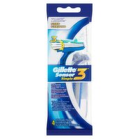 Gillette Sensor 3 Simple Fixed Disposable Razors, 4 count