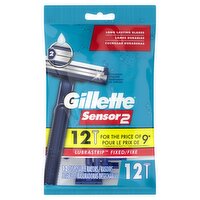 Gillette Sensor2 Fixed Head Men's Disposable Razors, 12 Count, 12 Each