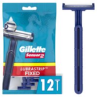 Gillette Sensor2 Fixed Head Men's Disposable Razors, 12 Count