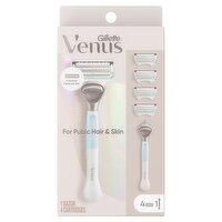 Gillette Venus for Pubic Hair and Skin, Women's Razor Handle + 4 Blade Refills