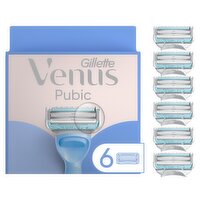 Gillette Venus for Pubic Hair & Skin, Intimate Razor for Women Razor Blades, 6 Razor Refills 