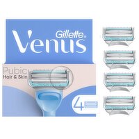 Gillette Venus for Pubic Hair & Skin, Intimate Razor for Women Razor Blades, 4 Razor Refills 