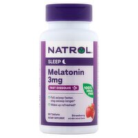 Natrol Strawberry Sleep Melatonin Dietary Supplement, 3 mg, 90 count