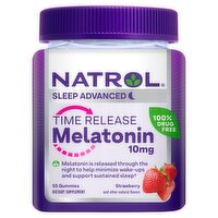 Natrol Strawberry Sleep Advanced Time Release Melatonin 10mg Dietary Supplement, 55 count