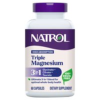 Natrol High Absorption Triple Magnesium Dietary Supplement, 60 Count, 60 Each