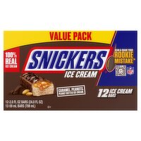 Snickers Caramel, Peanuts, Peanut Butter Ice Cream Bars Value Pack, 2 fl oz, 12 count