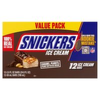 Snickers Caramel, Peanuts, Peanut Butter Ice Cream Bars Value Pack, 2.0 fl oz, 12 count, 24 Fluid ounce