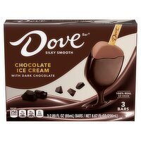 Dove Bar Chocolate Ice Cream Bars with Dark Chocolate, 3 count, 2.89 fl oz